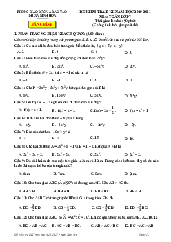 Đề học kì 2 Toán 7 năm 2020 – 2021 phòng GD&ĐT thị xã Ninh Hòa – Khánh Hòa