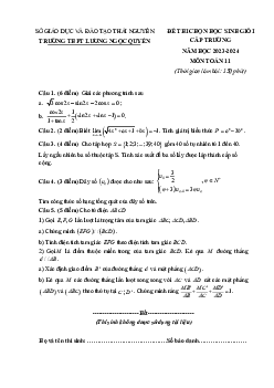 Đề học sinh giỏi Toán 11 năm 2023 – 2024 trường THPT Lương Ngọc Quyến – Thái Nguyên