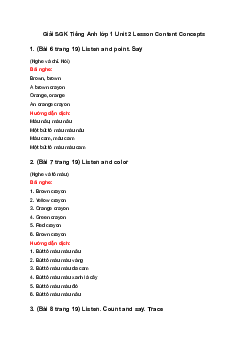 Giải Tiếng Anh lớp 1 Unit 2 Lesson Content Concepts SGK | Explore Our World