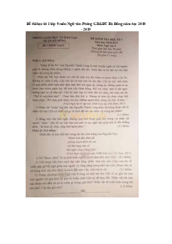 Đề thi học kì 1 lớp 9 môn Ngữ văn Phòng GD&ĐT Hà Đông năm học 2018 - 2019