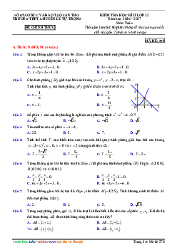 Đề thi HK2 Toán 12 năm học 2016 – 2017 trường THPT chuyên Lý Tự Trọng – Cần Thơ