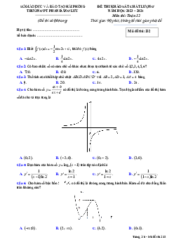 Đề thi thử THPTQG môn Toán năm 2023 – 2024 trường THPT Phan Đăng Lưu – Hải Phòng