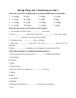 Bài tập Tiếng Anh 7 Global Success Unit 3