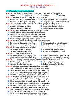 Đề cương ôn tập Học Kỳ 1 Địa 11 năm học 2023-2024