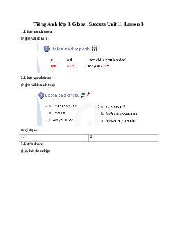 Tiếng Anh lớp 3 Global Success Unit 11 Lesson 3