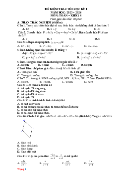 Đề kiểm tra HK1 Toán 8 (có đáp án)