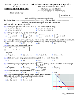 Đề KSCL giữa học kỳ 2 Toán 10 năm 2017 – 2018 trường B Bình Lục – Hà Nam