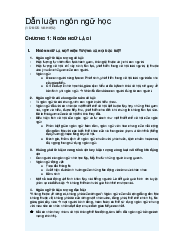 Ôn tập hết học phần - Dẫn luận ngôn ngữ | Đại Học Hà Nội