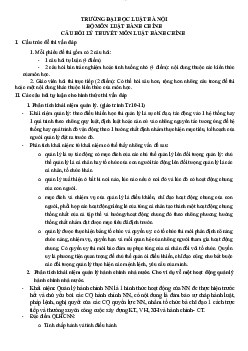 Câu hỏi lý thuyết môn luật hành chính Câu hỏi lý thuyết học phần Luật hành chính của trường đại học Luật Hà Nội