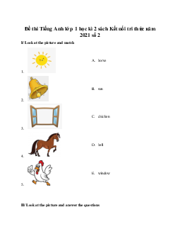 Đề thi Tiếng Anh lớp 1 học kì 2 sách Global Success năm 2021 số 2