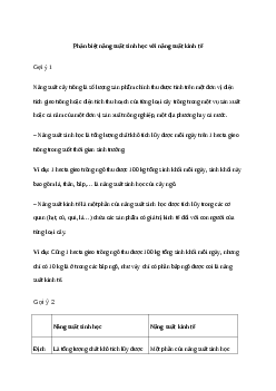 Phân biệt năng suất sinh học với năng suất kinh tế| Kết nối tri thức