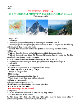 Giáo án Địa Lí 7 Bài 5: Vị trí địa lí, phạm vi và đặc điểm tự nhên của Châu Á | Cánh diều