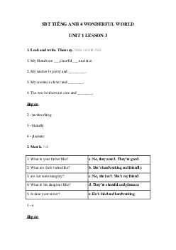 Sách bài tập Tiếng Anh 4 Wonderful world Unit 1 lesson 3