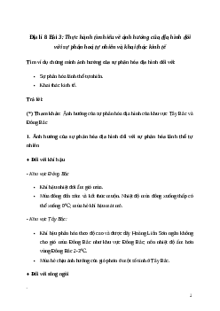 Giải Địa lí 8 Bài 3: Thực hành Tìm hiểu về ảnh hưởng của địa hình đối với sự phân hoá tự nhiên và khai thác kinh tế | Cánh diều