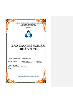 Báo cáo thí nghiệm Hóa vô cơ | Đại học Bách khoa Tp. HCM
