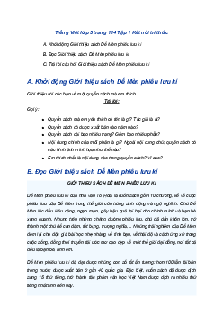 Giải SGK Tiếng Việt 5 trang 114 Bài 23: Đọc: Giới thiệu sách Dế Mèn phiêu lưu kí - Kết nối tri thức (Tập 1)