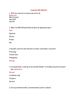 Comp Net MID Review - Quiz multiple choices that appears in the midterm