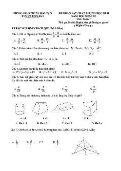 Đề học kì 2 Toán 7 KNTTvCS năm 2022 – 2023 phòng GD&ĐT Tiền Hải – Thái Bình