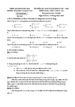 Đề kiểm tra học kỳ 2 Toán 9 năm 2017 – 2018 phòng GD và ĐT Hoàng Mai – Hà Nội