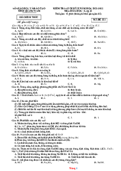 TOP 3 đề thi cuối kỳ II năm 2021-2022 môn hóa 12 Sở GD Quảng Nam mã đề 332 (có đáp án)