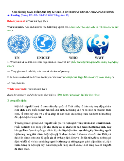 Giải bài tập SGK Tiếng Anh lớp 12 Unit 14 INTERNATIONAL ORGANIZATIONS
