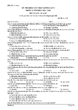 Đề thi thử THPT Quốc gia 2024 lần 3 môn Lịch sử - Mã đề 642 trường THPT Đội Cấn, Vĩnh Phúc