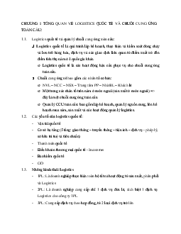 Lý thuyết ôn tập về Logistic quốc tế và chuỗi cung ứng toàn cầu