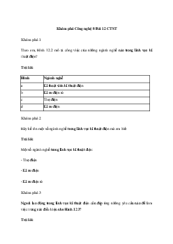 Công nghệ 8 Bài 12: Ngành nghề phổ biến trong lĩnh vực kĩ thuật điện - Chân trời sáng tạo