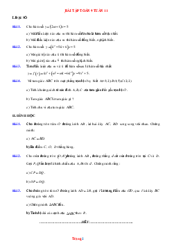 Bài tập toán 9 tuần 11 (có đáp án và lời giải chi tiết)
