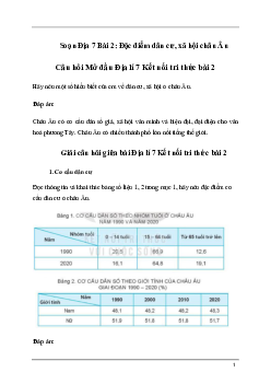 Giải Địa lí 7 Bài 2: Đặc điểm dân cư, xã hội châu Âu | Kết nối tri thức