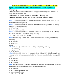 Các dạng toán bài Đường thẳng vuông góc với mặt phẳng (giải chi tiết)