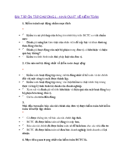 Bài tập ôn tập chương 1 - Khái quát về kiểm toán