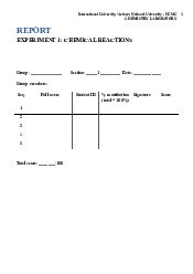 Report Chem Lab Template - Chemistry Laboratory | Trường Đại học Quốc tế, Đại học Quốc gia Thành phố HCM