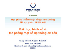 Bài thực hành số 4:Mô phỏng một số hệ thống cơ bản Học phần: Thiết kế hệ thống và mô phỏng | Đại học Phenika