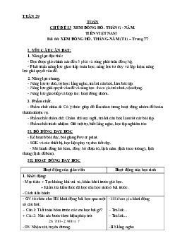 Bài 66: Xem đồng hồ. Tháng - năm - Tiết 1 | Giáo án Toán 3 | Kết nối tri thức