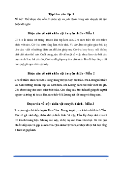 Tập làm văn lớp 3: Đoạn văn về một nhân vật em yêu thích trong câu chuyện đã đọc hoặc đã nghe | Kết nối tri thức