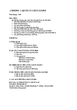 Bài giảng môn Quản trị học đại cương chương 7: Quản lý chất lượng