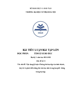 Bài tập lớn: Tâm lí giáo dục | Đại học Sư Phạm Hà Nội