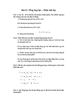 Trắc nghiệm Vật lí 10 Bài 13: Tổng hợp lực – Phân tích lực | Chân trời sáng tạo