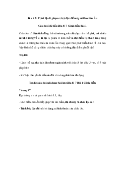 Giải Địa lí 7 Bài 1: Vị trí địa lí, phạm vi và đặc điểm tự nhiên châu Âu | Cánh diều