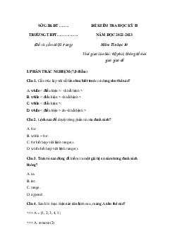 Đề thi học kì 2 môn Tin học 10 năm 2022 - 2023 sách Kết nối tri thức với cuộc sống | đề 2