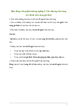 Hoạt động trải nghiệm 8: Yêu thương, tôn trọng các thành viên trong gia đình | Cánh diều