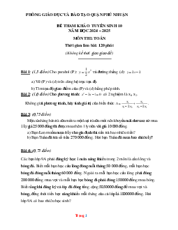 TOP 3 Đề thi thử Tuyển Sinh vào 10 môn Toán Quận Phú Nhuận năm học 2024-2025 (có đáp án)