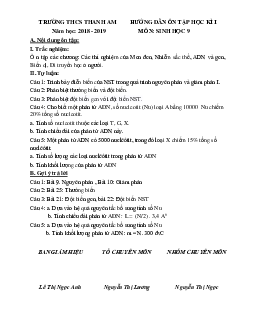 Đề cương ôn tập học kì 1 lớp 9 môn Sinh học