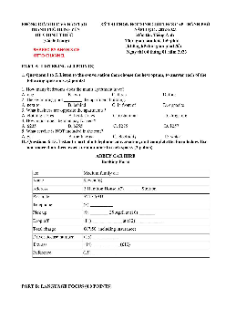 Đề thi chọn học sinh giỏi THCS cấp thành phố Hưng Yên môn Tiếng Anh 9 THCS năm học 2022-2023