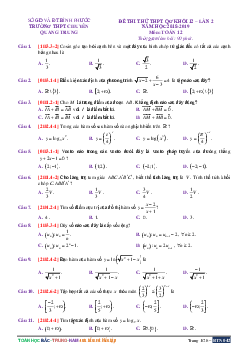 Đề thi thử THPTQG 2019 môn Toán trường chuyên Quang Trung – Bình Phước lần 2