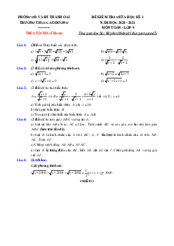 Đề thi giữa kì 1 Toán 9 năm 2020 – 2021 trường THCS Cao Dương – Hà Nội