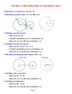 Phương pháp giải vị trí tương đối của hai đường tròn toán 9