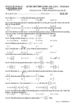 Đề thi thử THPT Quốc gia 2020 môn Toán lần 1 liên trường THPT – Nghệ An