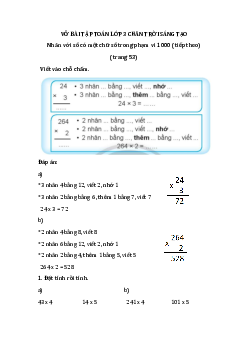 Giải Vở bài tập Toán lớp 3 Chân trời sáng tạo: Nhân với số có một chữ số trong phạm vi 1000 (tiếp theo)